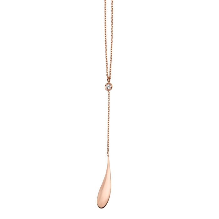 14K Rose Gold 18" .025CT Diamond Gocce Pendant | Hannoush Jewelers | Hannoush Jewelers