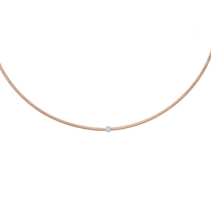 14K Rose Gold 17" .10CT Diamond Italian Silk Necklace PWRC9758-17 | Hannoush Jewelers | Hannoush Jewelers