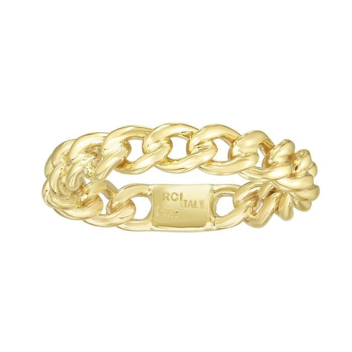 14K Yellow Gold Skinny Chain Link Ring R6881-07 | Hannoush Jewelers