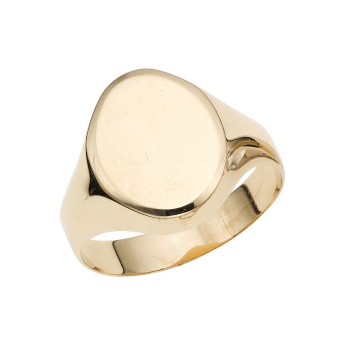 14K Yellow Gold Oval Polished Signet Ring R7068-07 | Hannoush Jewelers