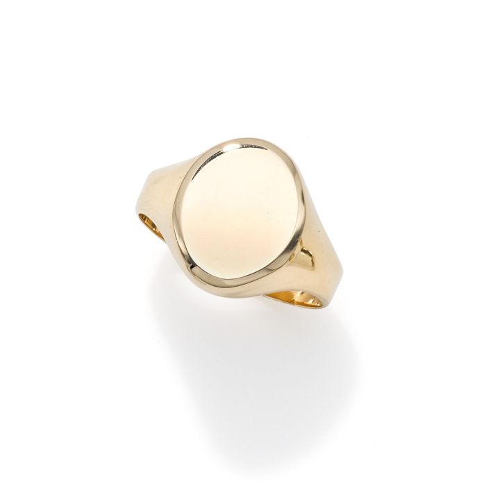 14kt Yellow Gold Polished Oval Signet Ring R7068 | Hannoush Jewelers