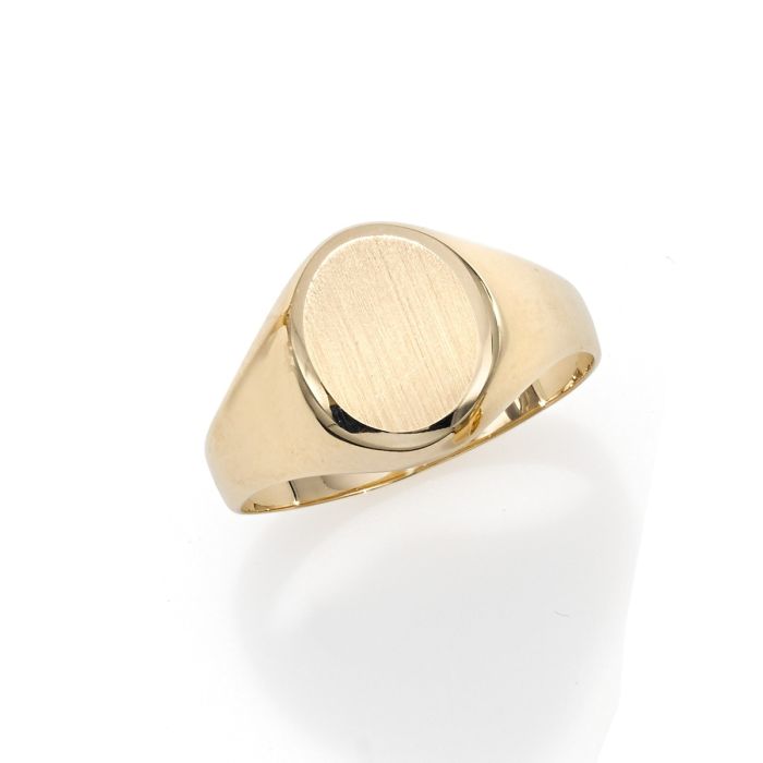 14kt Yellow Gold Matte Oval Signet Ring R7194 | Hannoush Jewelers