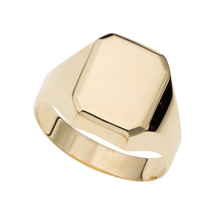 14K Yellow Gold Polished Rectangle Signet Ring R7198-07 | Hannoush Jewelers