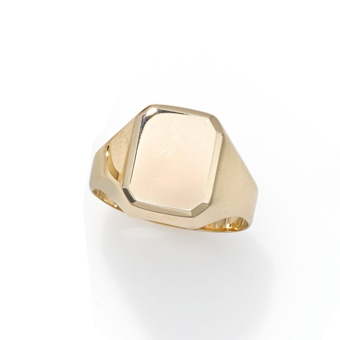 14kt Yellow Gold Polished Rectangle Signet Ring R7198 | Hannoush Jewelers