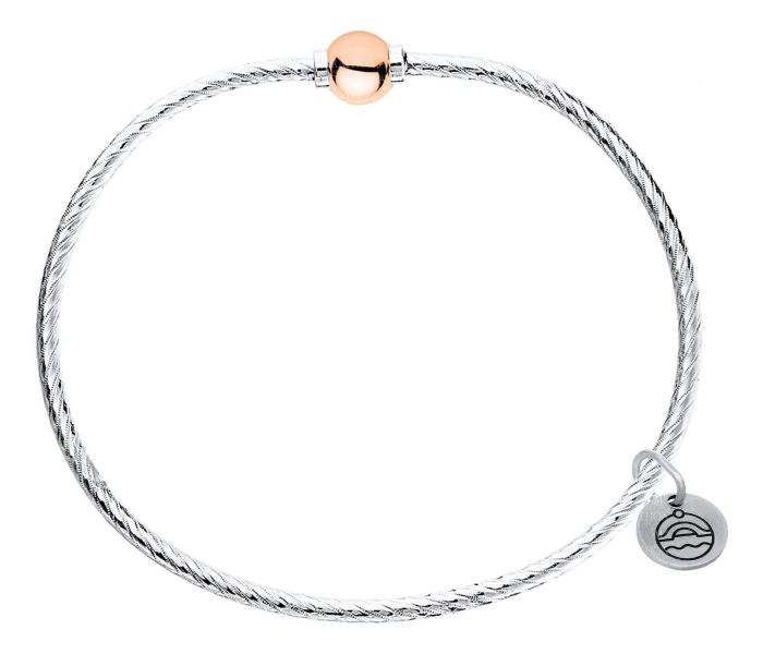 Sterling Silver with 14K Rose Gold Patterned Cape Cod Bracelet | Hannoush Jewelers