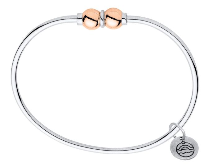 Sterling Silver Cape Cod Bracelet with 2 14K Rose Gold Beads | Hannoush Jewelers