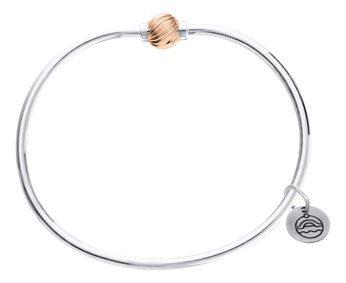 Sterling Silver Cape Cod Bracelet with 14K Rose Gold Swirl Bead | Hannoush Jewelers