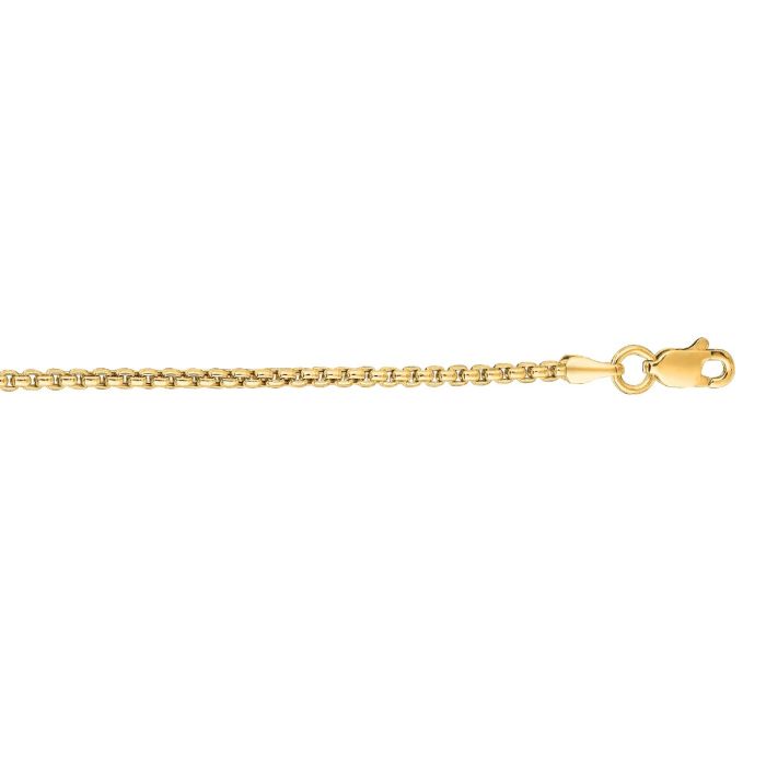 14kt 20" Yellow Gold Shiny Round Box Chain with Lobster Clasp RBX100-20 | Hannoush Jewelers