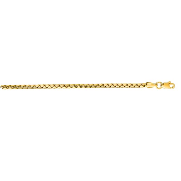 14kt 16" Yellow Gold Shiny Round Box Chain with Lobster Clasp RBX140-16 | Hannoush Jewelers