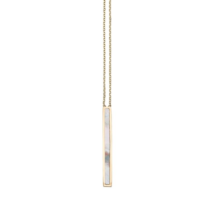 14K Yellow Gold 18" La Perla White Mother of Pearl Bar Necklace RC10028-18 | Hannoush Jewelers