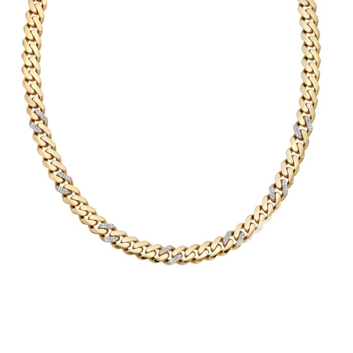 14K Yellow Gold 18" 1.19CT Ferrara Diamond Chain Necklace with Box Clasp RC10030-18 | Hannoush Jewelers