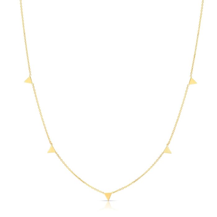 14kt Yellow Gold 18" 4mm Center Element & 0.9mm Chain Diamond Cut with Jump Ring at 16" Triangle Necklace with Lobster Clasp RC10857-18 | Hannoush Jewelers