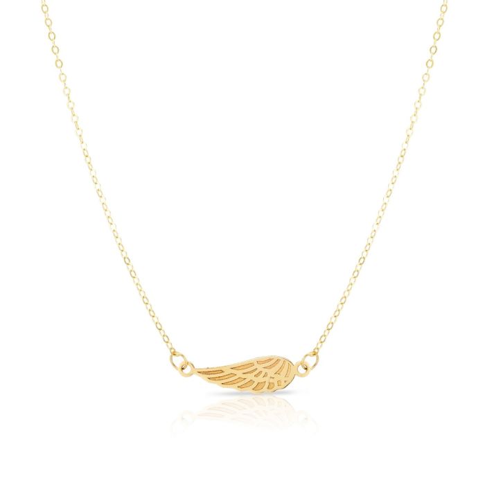 14kt Yellow Gold 18" 4.5x16.7mm Center Element & 1mm Chain Polished including 2" Extender Wing Necklace with Spring Ring Clasp RC10907-18 | Hannoush Jewelers