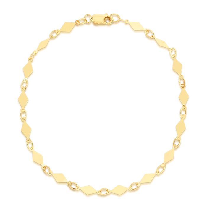 14kt Yellow Gold 7" 3.0mm Polished Diamond Shaped Necklace with Lobster Clasp RC10975-07 | Hannoush Jewelers