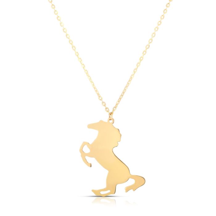 14kt Yellow Gold 18" Chain 21.8x15.5mm Polished Horse Fancy Link Necklace with Spring Ring Clasp RC11219-18 | Hannoush Jewelers