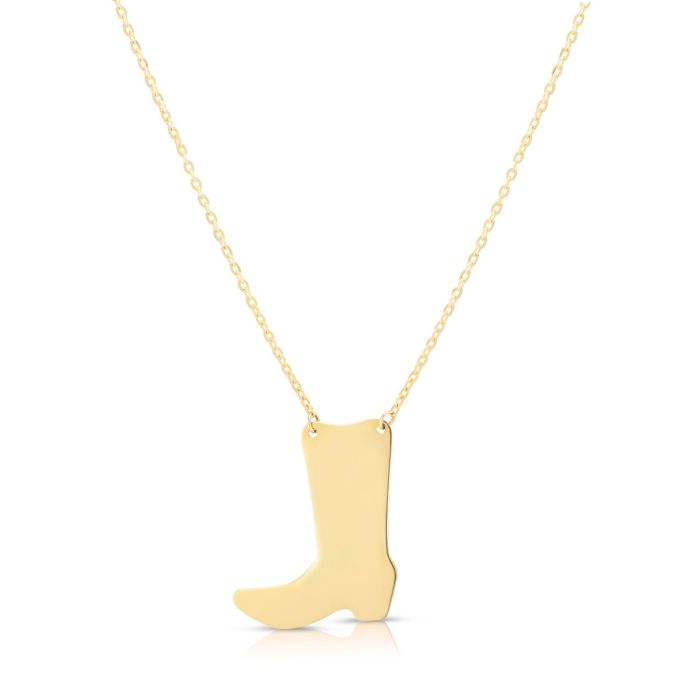 14kt Yellow Gold 18" Chain 19.3x14.7 Polished Cowboy Boot Necklace with Spring Ring Clasp RC11224-18 | Hannoush Jewelers