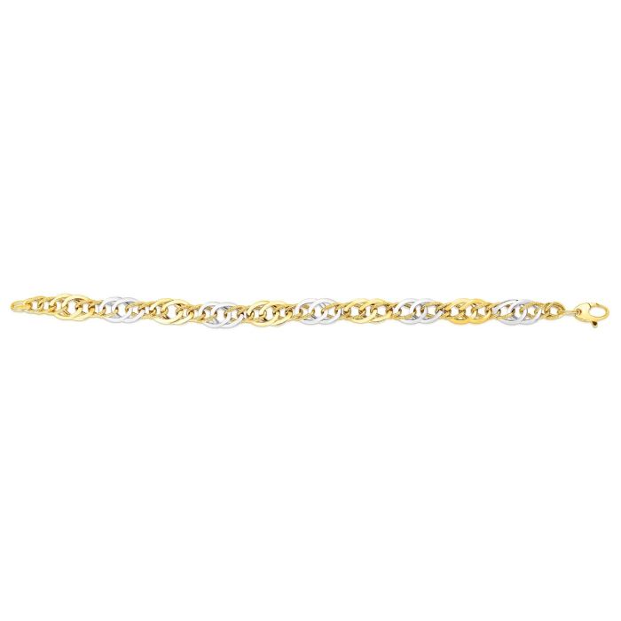 14kt Gold 18" Yellow+White Finish Diamond Cut Oval Necklace with Lobster Clasp RC1695-18 | Hannoush Jewelers