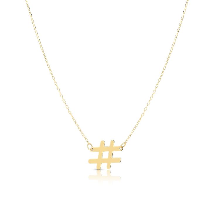 14kt Yellow Gold 18" Hash Tag Necklace with Spring Ring Clasp RC1742-18 | Hannoush Jewelers