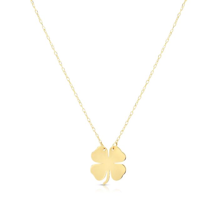 14kt Yellow Gold 18" Clover Necklace with Spring Ring Clasp RC1743-18 | Hannoush Jewelers