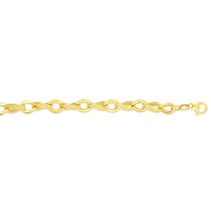 14kt Gold 8" Yellow Finish Textured Oval Bracelet with Lobster Clasp RC1860-08 | Hannoush Jewelers