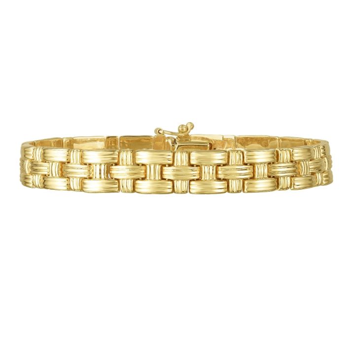 14K Yellow Gold 7.25" Classic Basketweave Bracelet with Box Clasp RC2374-0725 | Hannoush Jewelers