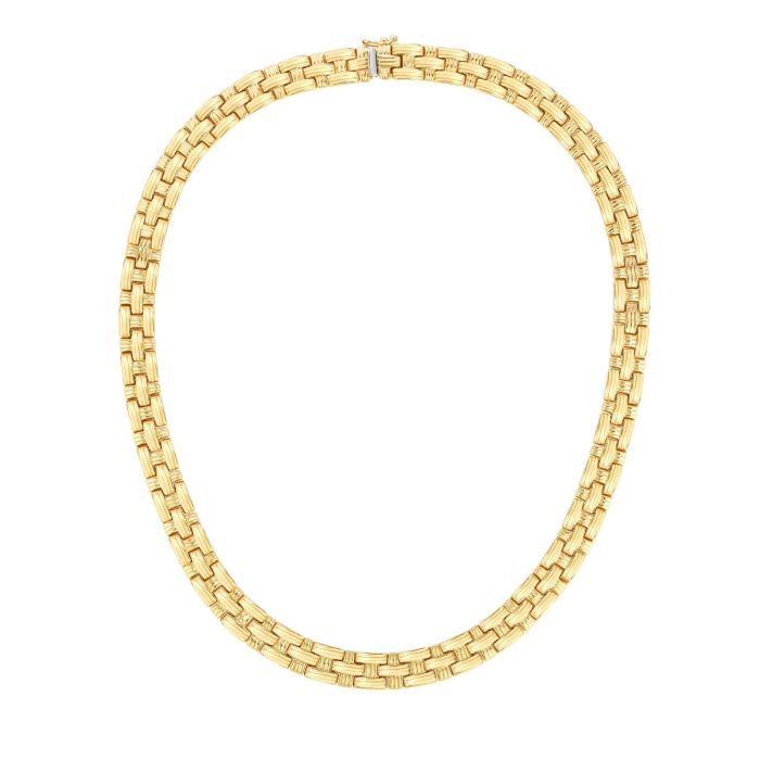 14K Yellow Gold 17" Classic Basketweave Necklace with Box Clasp RC2383-17 | Hannoush Jewelers