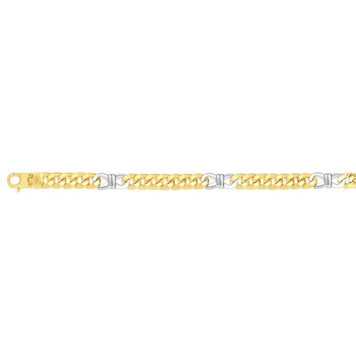 14kt Gold 24" Yellow+White Finish 8mm Bracelet with Lobster Clasp RC2808-24 | Hannoush Jewelers