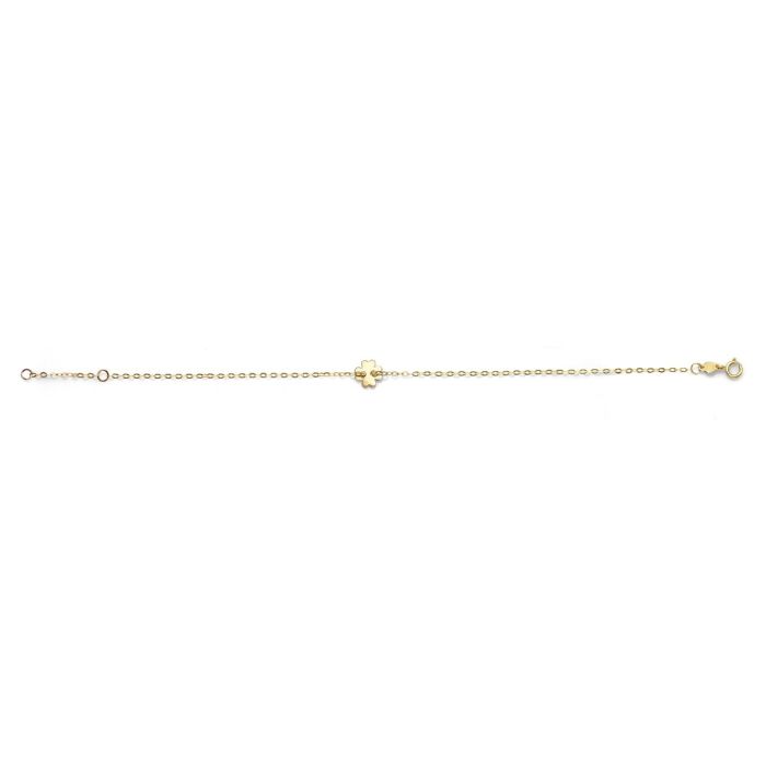 14kt Yellow Gold 7" Clover Bracelet with 0.75" Extender and Spring Ring Clasp RC6977-07 | Hannoush Jewelers