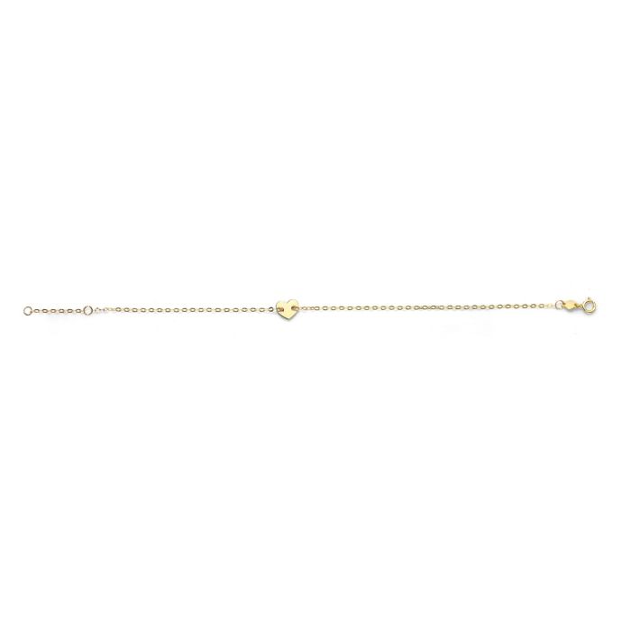 14kt Yellow Gold 7" Heart Bracelet with 0.75" Extender Heart Bracelet and Spring Ring Clasp RC6978-07 | Hannoush Jewelers