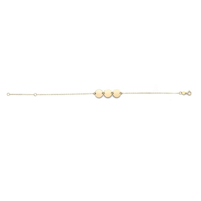 14kt Yellow Gold 7" Chain Polished Round 1.25" Extender Disc Bracelet with Spring Ring Clasp RC7020-07 | Hannoush Jewelers