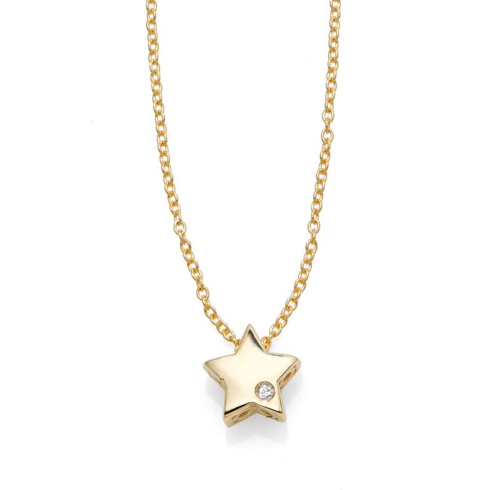 14kt Yellow Gold 18" Chain Polished 2" Extender Star Necklace | Hannoush Jewelers