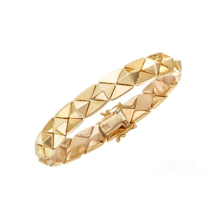 14K Yellow Gold 7" Pyramid Bracelet RC9611-07 | Hannoush Jewelers