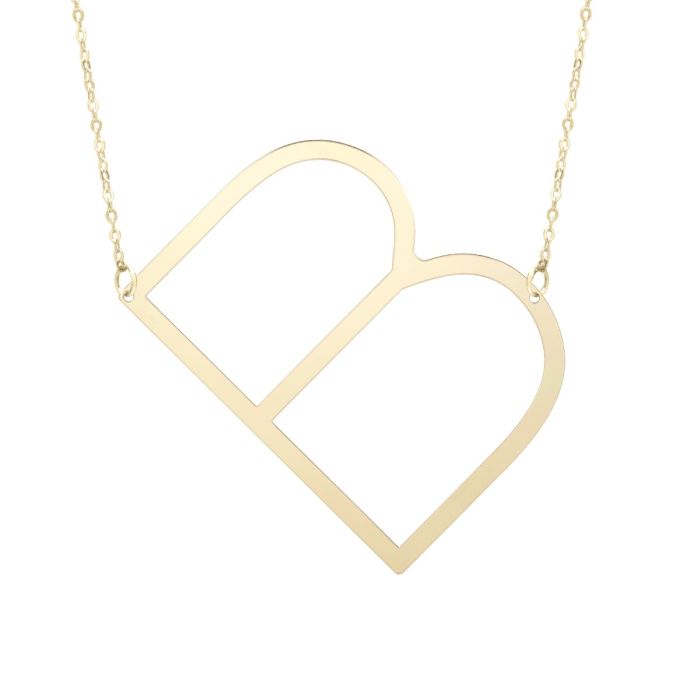 14K Yellow Gold 18" Polished Inital B Necklace With Lobster Clasp RCB10908-18 | Hannoush Jewelers