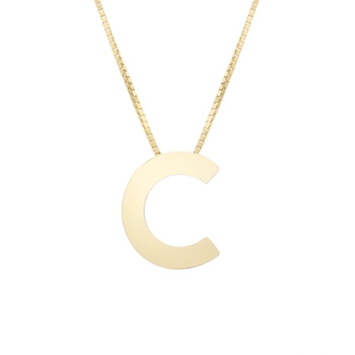 14K Yellow Gold Polished Initial C 18 Inch Necklace RCC10969-18 | Hannoush Jewelers