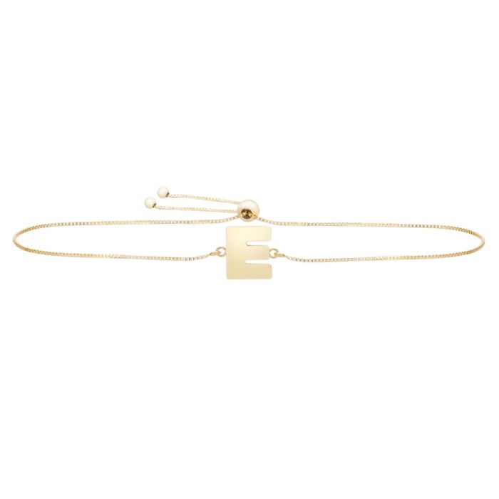 14K Yellow Gold Polished E Adjustable Bracelet with Draw String Clasp RCE10901-0925 | Hannoush Jewelers