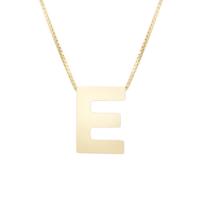 14K Yellow Gold Polished Initial E 18 Inch Necklace RCE10969-18 | Hannoush Jewelers