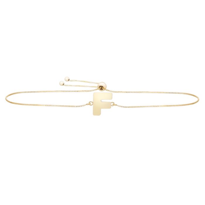 14K Yellow Gold Polished F Adjustable Bracelet with Draw String Clasp RCF10901-0925 | Hannoush Jewelers