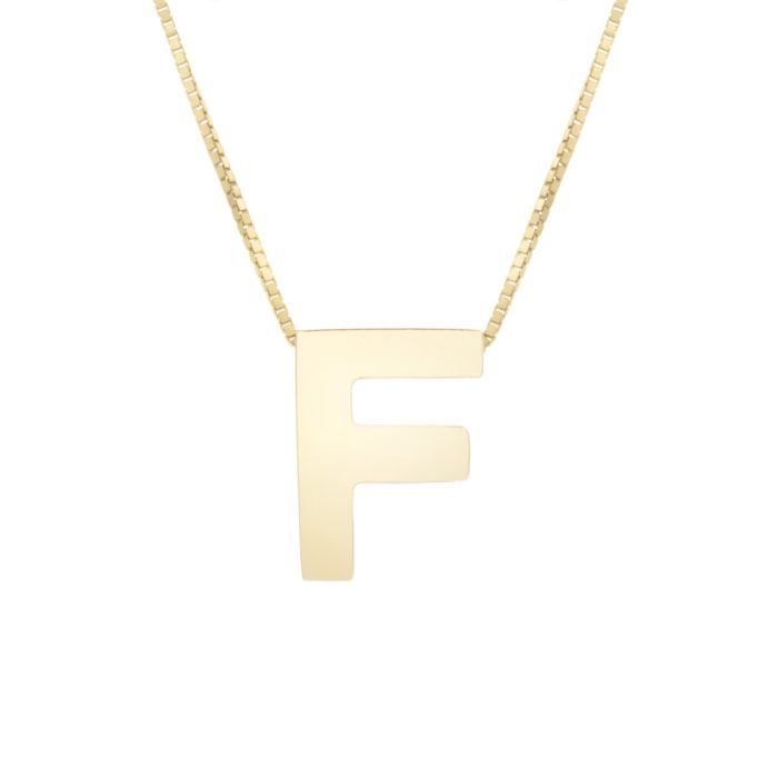 14K Yellow Gold Polished Initial F 18 Inch Necklace RCF10969-18 | Hannoush Jewelers