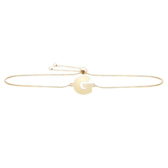 14K Yellow Gold Polished Initial G Adjustable Bracelet with Draw String Clasp RCG10901-0925 | Hannoush Jewelers