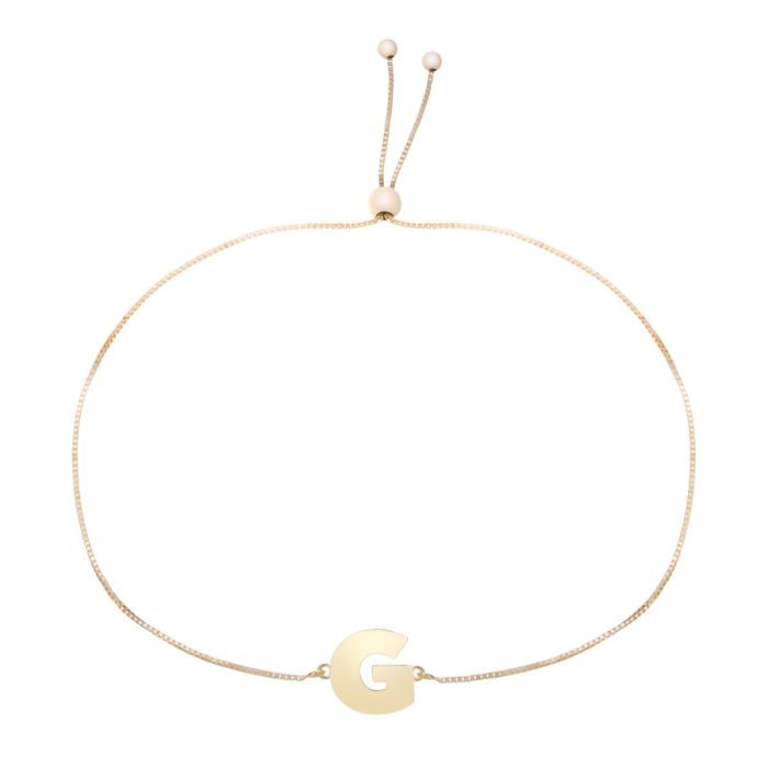 14K Yellow Gold Polished Initial G Adjustable Bracelet with Draw String Clasp RCG10901-0925 | Hannoush Jewelers