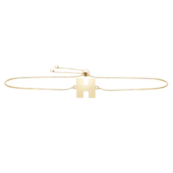 14K Yellow Gold Polished Initial H Adjustable Bracelet with Draw String Clasp RCH10901-0925 | Hannoush Jewelers