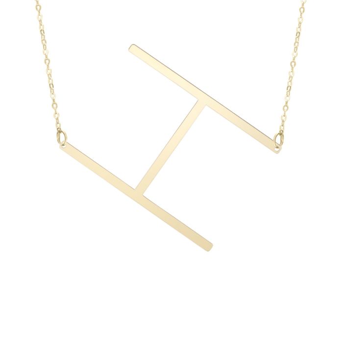 14K Yellow Gold 18" Polished Initial H Necklace with Lobster Clasp RCH10908-18 | Hannoush Jewelers