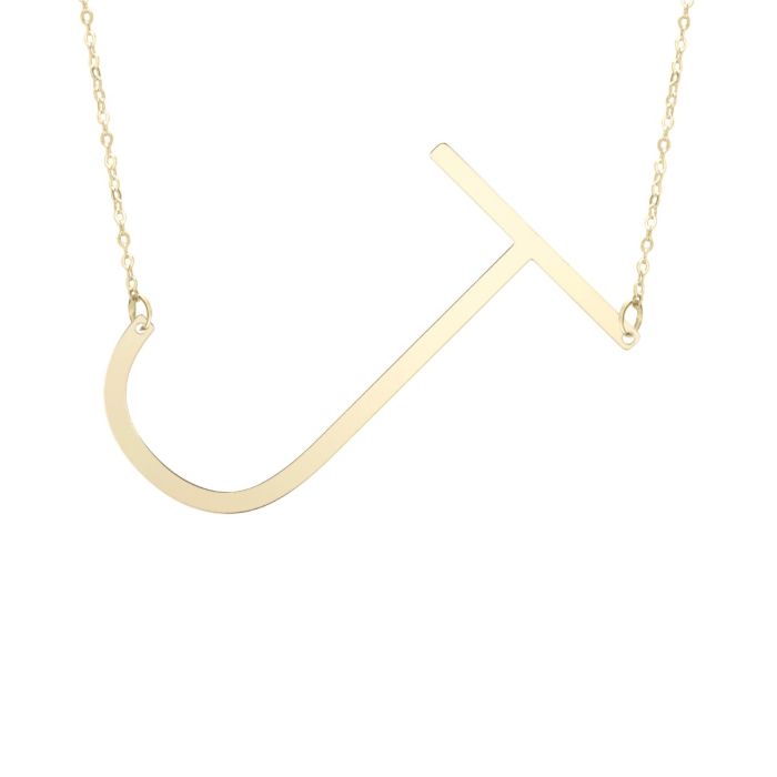 14K Yellow Gold 18" Polished Initial J Necklace With Lobster Clasp RCJ10908-18 | Hannoush Jewelers