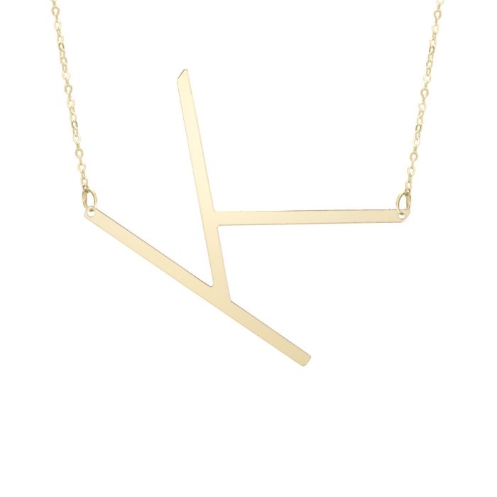 14K Yellow Gold 18" Polished Initial K Necklace with lobster clasp RCK10908-18 | Hannoush Jewelers