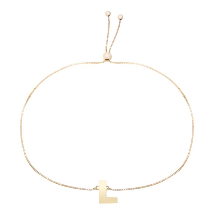 14K Yellow Gold Polished Initial L Adjustable Bracelet With Draw String Clasp RCL10901-0925 | Hannoush Jewelers