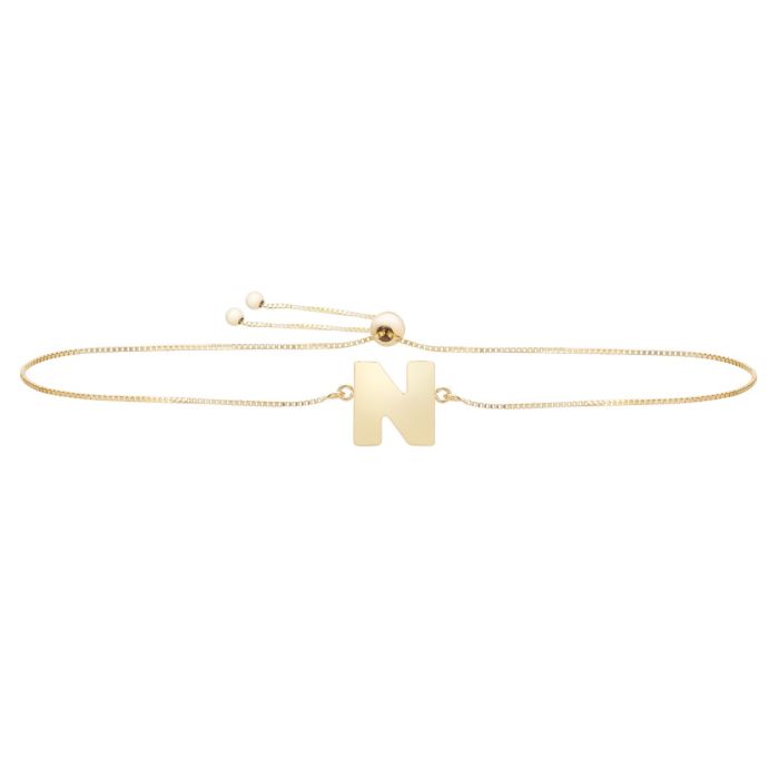 14K Yellow Gold Polished Initial N Adjustable Bracelet With Draw String Clasp RCN10901-0925 | Hannoush Jewelers