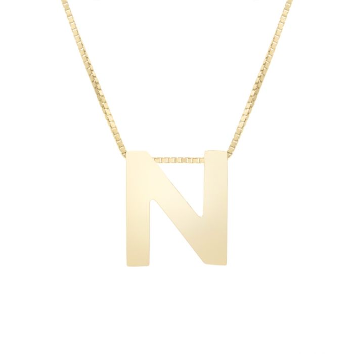 14K Yellow Gold Polished Initial N 18 Inch Necklace RCN10969-18 | Hannoush Jewelers