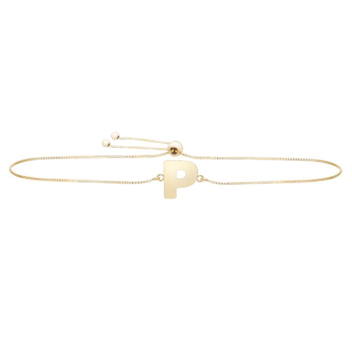 14K Yellow Gold Polished Initial P Adjustable Bracelet With Draw String Clasp RCP10901-0925 | Hannoush Jewelers