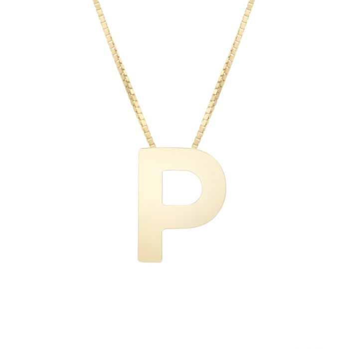 14K Yellow Gold Polished Initial P 18 Inch Necklace RCP10969-18 | Hannoush Jewelers