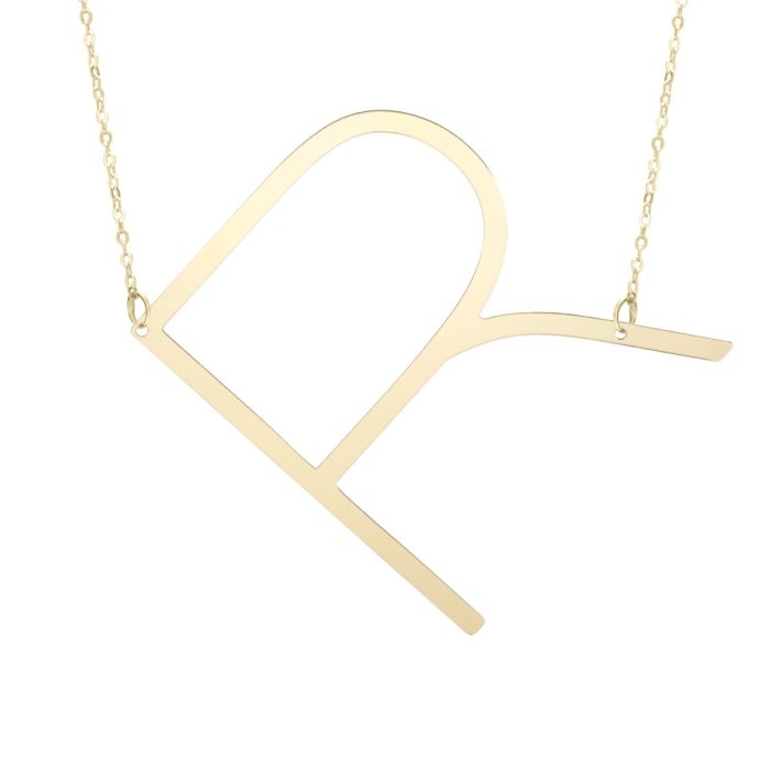 14K Yellow Gold Polished Initial R 18" Necklace with Lobster Clasp RCR10908-18 | Hannoush Jewelers